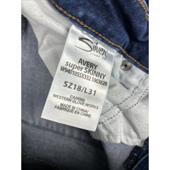 Silver Jeans Avery Super Skinny Womens Size 18 / 31L Blue Medium - Picture 5 of 12